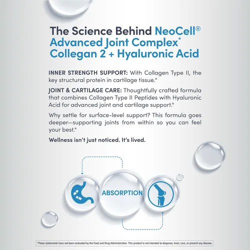 Vista 6 de NeoCell Suplemento Complejo Articular 120 Cápsulas Más Ácido Hialurónico