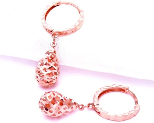 Vista 3 de SAGEKING 2024 New 585 Purple Gold Plated 14K Rose Gold Water Drop Hollow Earrings For Women Glamour Chinese Fashion To Attend The Banquet Jewelry