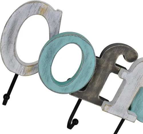 Vista 8 de Letrero de madera para café, gancho de pared, soporte decorativo para taza de café, letrero de letras en bloque Rustic Home Decor Hanging Wood