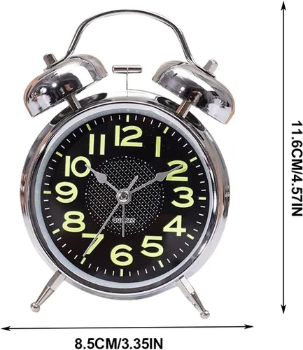 Vista 7 de Reloj despertador antiguo vintage silencioso de 3 pulgadas