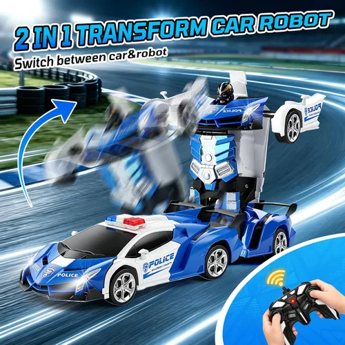 Vista 8 de FIGROL - Transform RC, auto-robot, control remoto, 2.4G, juguete, transformación de auto a robot con un botón y velocidad de derrape de 360, escala