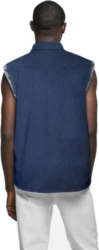Vista 3 de NUTEXROL - Camisa de hombre sin mangas de mezclillaalgodón con 2 bolsillos frontales
