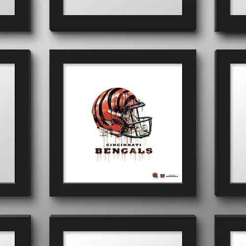 Vista 2 de Trends International Gallery Pops NFL Cincinnati Bengals - Póster de pared con casco de goteo, 12.00 x 12.00 pulgadas, versión del marco negro