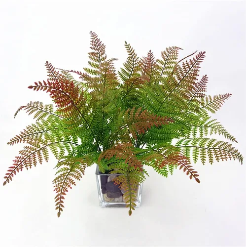 Vista 9 de Plantas de helecho artificiales, arbustos de plástico falsos, arbustos de hierba, helechos, hojas, decoración para el hogar, interior, exterior