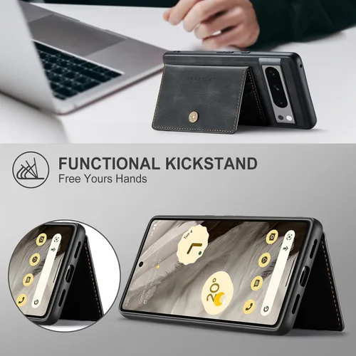 Vista 7 de Funda para Google Pixel 8 Pro 2023, cartera magnética desmontable con ranura para efectivo, soporte de carga inalámbrica con función de soporte Negro