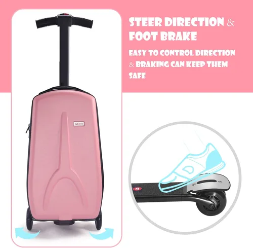 Vista 5 de iubest Maleta plegable de aluminio para niños y adultos, equipaje de viaje para niños y niñas de negocios y escuela, Versión Pink-Kids, Equipaje