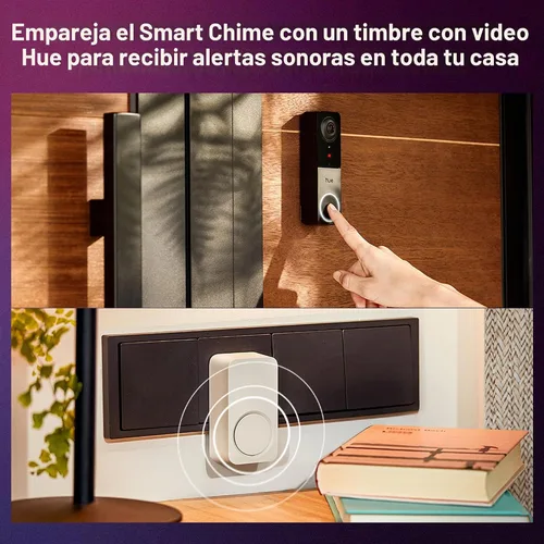 Vista 5 de Philips Hue Timbre inteligente seguro, notificaciones de sonido en tiempo real, se adapta a toma de corriente estándar, funciona con cámaras Hue
