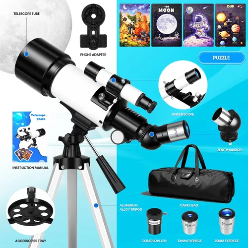 Vista 6 de Telescopio de 2.756 in para niños y adultos principiantes