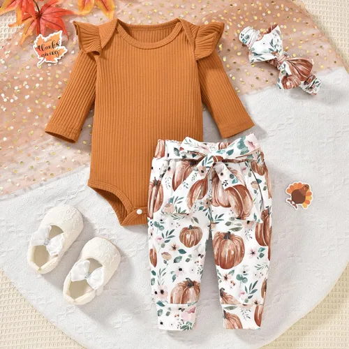 Vista 26 de Aalizzwell Conjunto de mameluco acanalado para bebé recién nacido prematuro para otoño e invierno