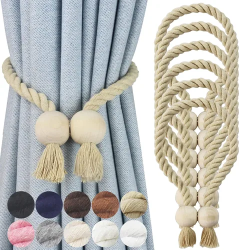 Vista 31 de Alzapaños magnéticos para cortinas, alzapaños decorativos Nieffeiy Beige