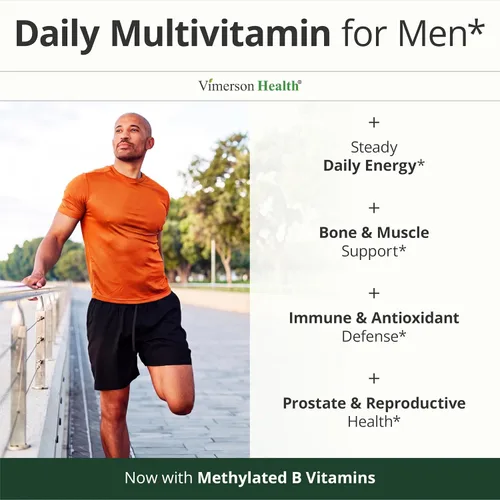 Vista 4 de Suplemento multivitamínico multimineral diario para hombres - Vitaminas A, C, E, D, B1, B2, B3, B5, B6, B12. Magnesio, biotina, espirulina, zinc.