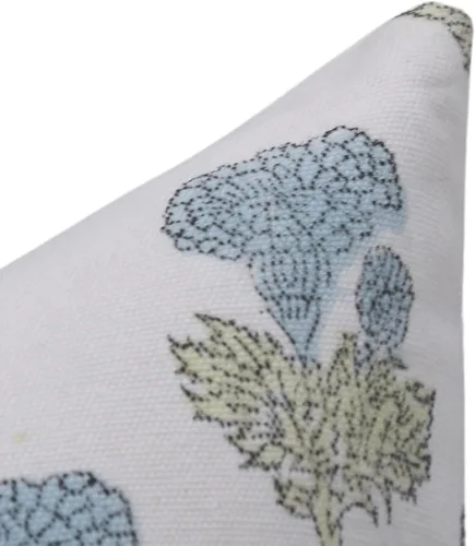 Vista 4 de Funda de cojín de algodón grueso hecha a mano con estampado de bloques, color blanco de 14 x 14 pulgadas, con cremallera, para sofá, sofá y cama