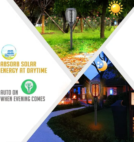 Vista 2 de Aityvert - Linterna solar para exteriores, impermeable, con llamas parpadeantes, paisajismo, decoración, iluminación de descarga a amanecer