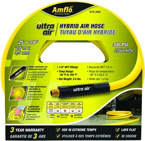 Vista 2 de Amflo Manguera de aire híbrida Ultra Air 575-25A 3/8" x 25