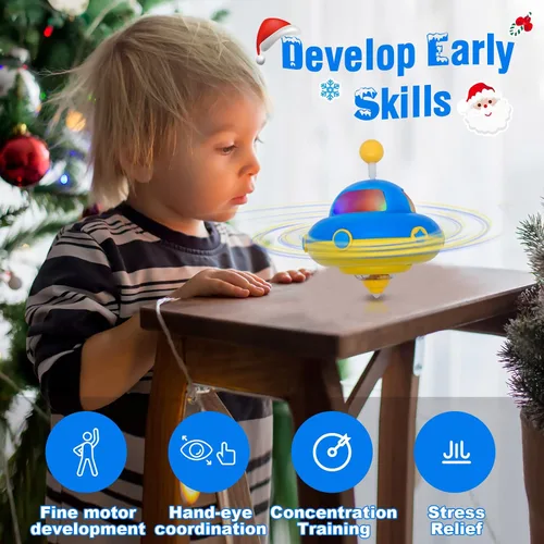 Vista 4 de Juguete Trompo Luminoso con Luces Intermitentes, Juguetes de Aprendizaje/Sensoriales para Niños Pequeños, Juguetes Fidget para Adultos y Niños