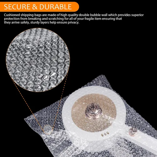 Vista 6 de 20 bolsas transparentes de burbujas, bolsas grandes de burbujas de 14 x 18 pulgadas para envío, doble bolsa de amortiguación de burbujas a prueba