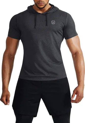Vista 3 de NELEUS Camisa deportiva Dry Fit Performance con capucha para hombre