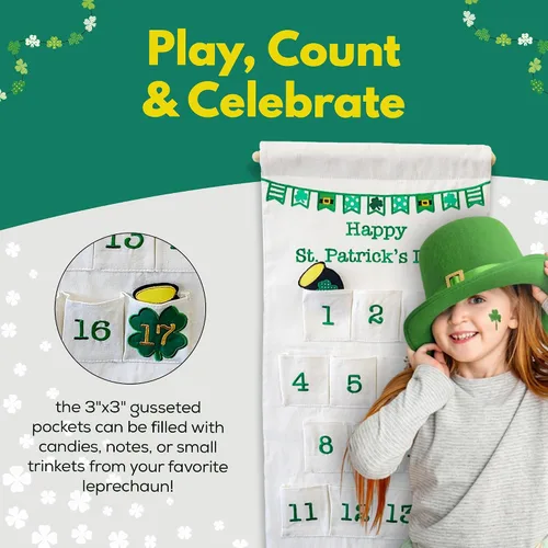 Vista 5 de Calendario de cuenta regresiva del día de San Patricio para colgar en la pared para familias y niños por Pockets of Learning