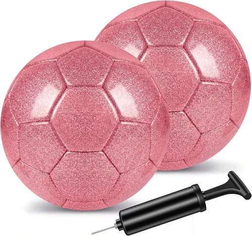 Vista 9 de 2 pelotas de fútbol con purpurina plateada con bomba y aguja, kit de pelota de fútbol para regreso a la escuela, regalos de cumpleaños, pelota