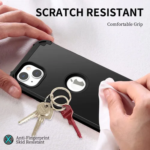 Vista 7 de Ankoe Funda para iPhone 14 Plus, resistente, protección contra caídas, policarbonato duro, silicona suave, combo híbrido de protección contra Negro