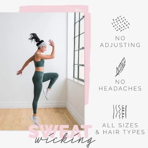 Vista 4 de Maven Thread 4" Wide Workout Headbands for Women – Non-Slip Sweatbands for Gym, Running & Yoga