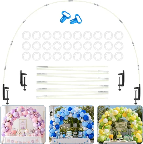 Vista 7 de Kit de arco de globos de mesa de 13 pies, soporte de arco de globos ajustable para mesa, marco de arco de mesa de globos reutilizable para Negro