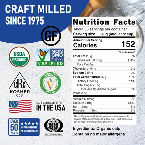 Vista 2 de Great River Milling Avena enrollada orgánica a la antigua, 5 lb