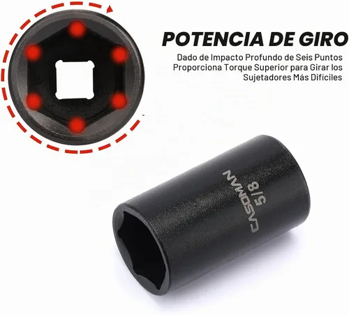 Vista 3 de CASOMAN Juego de dados de impacto poco profundo de 1/2 pulgada, 14 puntos, SAE, 3/8" a 1-1/4