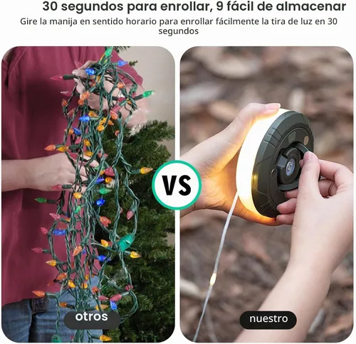 Vista 4 de Sutaig Guirnalda de luces de campamento, 4 en 1, linterna de campamento al aire libre con 8 modos de iluminación (32.8 pies), recuperación rápida