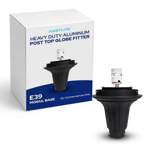 Vista 7 de KASTLITE Montador de aluminio para exteriores con base media E26, hierro fundido resistente, se adapta a globos y bellotas con apertura de 8 Negro