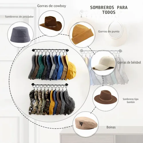 Vista 5 de Organizador de sombreros para gorras de béisbol, almacenamiento de Negro