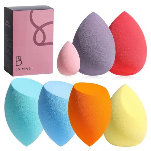 Vista 8 de Juego de esponjas de maquillaje BS-MALL con estuche de almacenamiento, 7 piezas para líquidos, crema y polvo, base SAVE con 1 mini esponja de A-Rosa