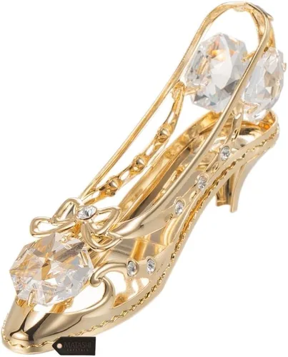 Vista 2 de Matashi Adorno de zapato de dama con tachuelas de cristal chapado en oro de 24