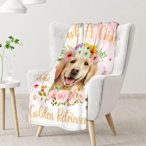 Vista 2 de Golden Retriever - Manta para niñas, tamaño de regazo de 30 x 40 pulgadas, manta de felpa suave y mullida, manta colorida y linda para sala de estar