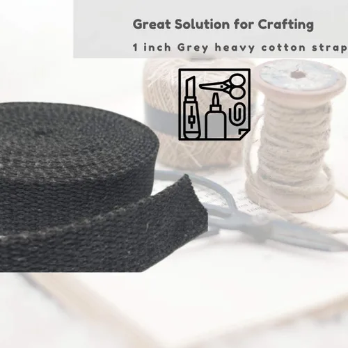 Vista 3 de Correa de nailon pesada de 1 pulgada de algodón - Correas para manualidades y artesanías -(Gris, 9 m), MATADOR USEFUL GOODS