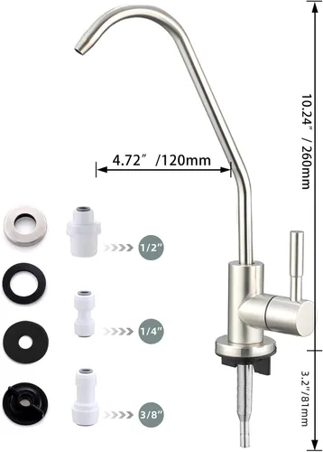 Vista 7 de Grifo de agua potable,Fácil de instalar Grifo RO de fregadero sin plomo,Grifos de filtro de agua para fregadero de barra de cocina,Grifos de ósmosis