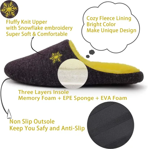 Vista 4 de ofoot Pantuflas de casa de espuma viscoelástica de algodón lavable para mujer, para el hogar, para interiores, para dormitorio, ligeras