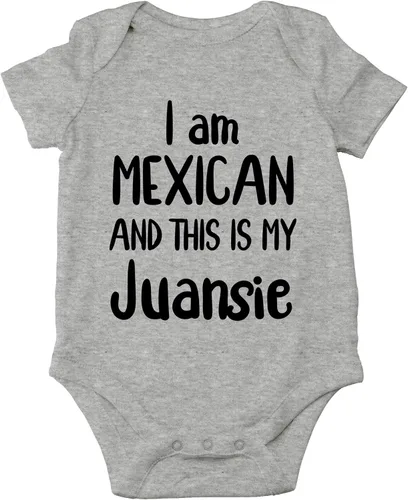 Vista 13 de CBTwear Traje de bebé con texto en inglés "I Am Mexican And This Is My Juansie", ropa de humor unisex