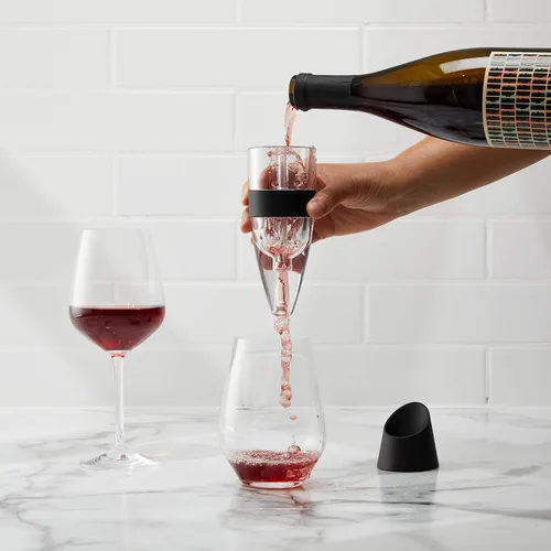 Vista 3 de Houdini Aireador de vino tinto con base, 6 pulgadas, negro/plateado