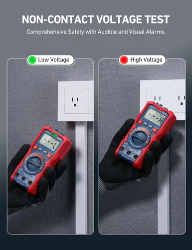 Vista 4 de AstroAI Probador de Multímetro, TRMS 4000 Cuentas Voltímetro de Rango Automático Ohmímetro Digital 1.5v/9v/12v Probador de Voltaje de Batería Mide