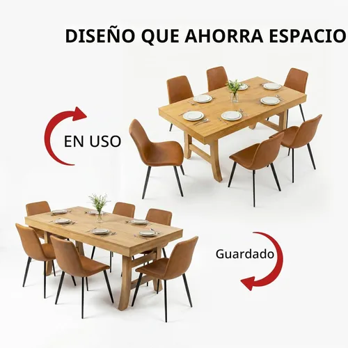 Vista 7 de HIPIHOM Juego de mesa de comedor de 7 piezas para 6, mesa de comedor rectangular de 63 pulgadas con 6 sillas tapizadas de piel sintética, moderno
