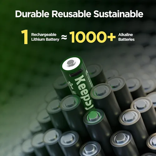 Vista 2 de Batería de litio recargable AA, salida constante de 1.5 V, recargable más de 1000 veces, carga rápida de 2 horas, protección inteligente integrada