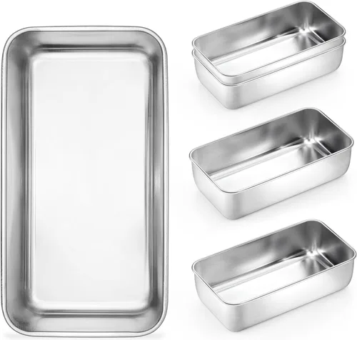 Vista 15 de Onader Molde para pan para hornear, sartén profunda de acero inoxidable de 9 x 5 pulgadas