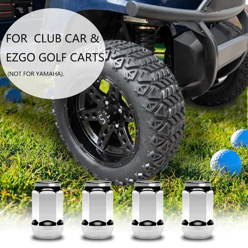 Vista 5 de Tuercas de rueda para carrito de golf cromadas estándar 1/2"-20 para EZGO y Club Car (paquete de 16)