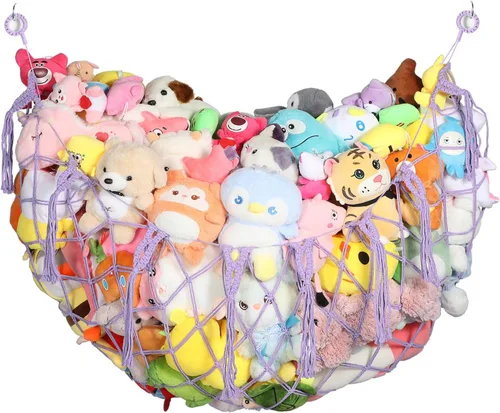 Vista 10 de YECAYE Red de animales de peluche, hamaca para decoración de habitación, mejorada de 60 pulgadas para todos los organizadores de muñecas de peluche