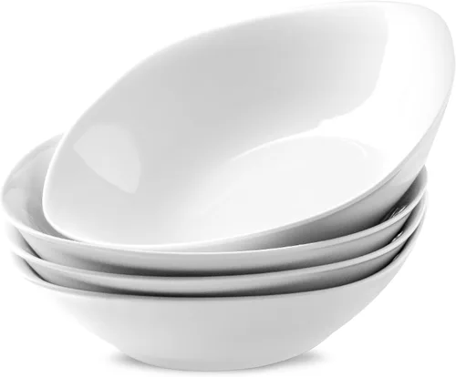 Vista 8 de Juego de 4 platos redondos de 10.5 pulgadas, platos de cerámica blanca para cena, ensalada, aperitivo y postre, microondas, vajilla apta