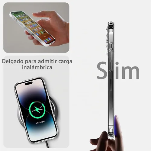 Vista 5 de JJGoo Funda transparente compatible con iPhone 14 Pro, no amarillea, a prueba de golpes, para 14 Pro, delgada, antiarañazos, carcasa protectora