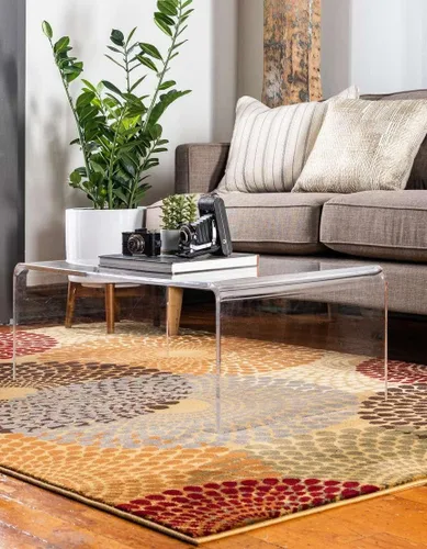 Vista 4 de Unique Loom Barista Collection Alfombra de área - Java (7' 1" x 10' Rectángulo, Beige/Negro)