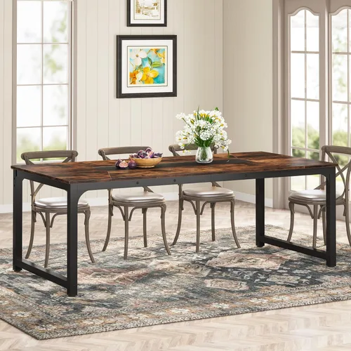 Vista 11 de Tribesigns Mesa de comedor de 63 x 31.5 pulgadas, mesa de cocina industrial para 4-6 personas, mesa de comedor rectangular para comedor, cocina