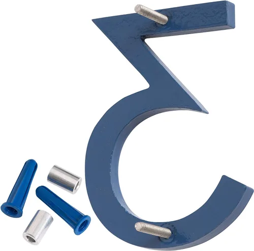 Vista 3 de Montague Metal Products MHN-10-F-SB1-3 Números flotantes modernos de aluminio cepillado sólido, 10 pulgadas, azul marino recubierto de polvo